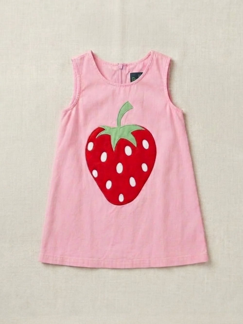 Mini Boden Pink Cotton Strawberry Applique Sleeveless Summer A Line Dress 18-24M